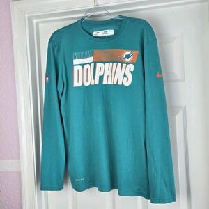 Nike Miami Dolphins Team Issued Teal Long Sleeve T-Shirt Size L Dri-fit NFL